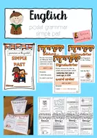 Vorschau - Mal- und Bastelvorlagen - Englisch Grammatik - Simple Past - Pocket Grammar - Faltheft - Deckblatt