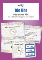 Vorschau - Interaktives Material - Die Uhr - Interaktives PDF mit zahlreichen Aufgaben und Theorie - Deckblatt