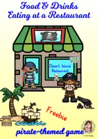 Vorschau - Arbeitsblätter - At the restaurant order game - pirate Theme free - Deckblatt