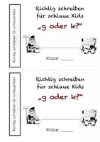 Vorschau - Arbeitsblätter - Miniheftchen "g oder k" (Auslaut) - Seite 1