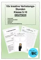 Vorschau - Arbeitsblätter - 10x kreative Vertretungsstunden Deutsch - Deckblatt