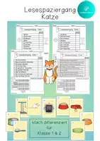 Vorschau - Arbeitsblätter - Lesespaziergang Katze - 4 Differenzierungen - Deckblatt
