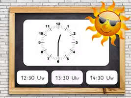 Vorschau - Spiele - Interaktives PDF: Uhrzeit, Spiel 2 (ganze und halbe Stunden) - Seite 1
