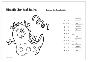 Vorschau - Arbeitsblätter - Malreihen üben und Bilder bemalen - Seite 2