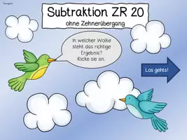 Vorschau - Interaktives Material - Interaktive Subtraktionsaufgaben ZR 20, ohne Zehnerübergang - Seite 1