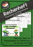 Vorschau - Arbeitsblätter - Rechenheft - Plusaufgaben mit Zehnerübergang im ZR bis 20 - Deckblatt