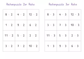 Vorschau - Arbeitsblätter - Einmaleins Rechenpuzzle (zu jeder Reihen) - Seite 1