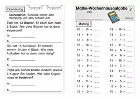Vorschau - Arbeitsblätter - Wochenhausaufgabe Mathe Zahlenraum 20 - Seite 3