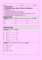 Vorschau - Klassenarbeiten - Klassenarbeit Teiler und Vielfache Lernerfolgskontrolle Mathearbeit - Seite 1