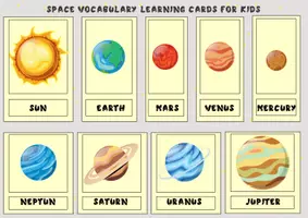 Vorschau - Bildkarten - Space Vocabulary Learning Cards For Kids / Weltraum-Lernkarten - Seite 1