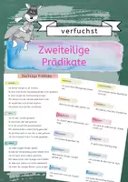 Vorschau - Arbeitsblätter - Zweitelige Prädikate: Hilfsverben und zweiteilige Verben finden - Deckblatt