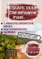 Vorschau - Spiele - Escape Room "Einsame Insel" - Exit Game - Rätselspiel - 5 abwechslungsreiche Zahlen-, Wörter- und Logikrätsel für alle Stufen - 80 Min. - Deckblatt