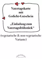 Vorschau - Mal- und Bastelvorlagen - Karte zum Vatertag mit Gedicht „Einladung zum Frühstück“ (auch mit vegetarischer Version) - Deckblatt