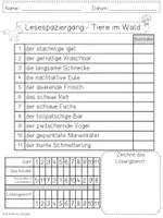 Vorschau - Arbeitsblätter - Lesespaziergang Tiere im Wald - 4 Differenzierungen - Seite 3