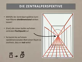 Vorschau - Stundenentwürfe - Zentralperspektive anschaulich erklärt – Infopräsentation + Arbeitsblatt - Seite 2