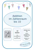 Vorschau - Arbeitsblätter - Addition bis 10 - Zahlenkärtchen/Zuordnen/Schreiben/Rechnen - Deckblatt