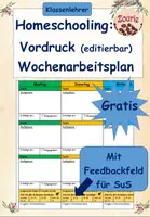 Vorschau - Lehrpläne/Lehrermaterial - Vorlage Wochenarbeitsplan Homeschooling - Deckblatt