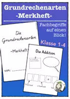 Vorschau - Arbeitsblätter - Minibuch Grundrechenarten Addition, Subtraktion, Multiplikation, Division - Deckblatt