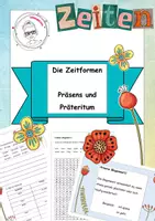 Vorschau - Arbeitsblätter - Zeitformen Präsens und Präteritum (Übungen und passender Test) - Deckblatt