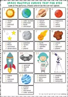 Vorschau - Arbeitsblätter - Space / Solar system / Multiple Choice Test For Kids / Ankreuztest: Saturn or Uranus, Ufo or Shuttle - Deckblatt