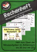 Vorschau - Arbeitsblätter - Rechenheft - Minusaufgaben mit Zehnerübergang im ZR bis 20 - Deckblatt