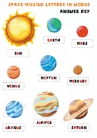 Vorschau - Poster - Space Missing Letters In Words Exercise Worksheet/ Fehlende Buchstaben - Seite 2