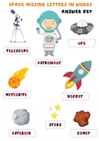 Vorschau - Poster - Space Missing Letters In Words Exercise Worksheet/ Fehlende Buchstaben - Seite 3