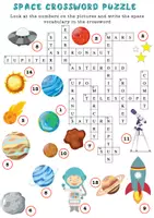 Vorschau - Arbeitsblätter - Space Vocabulary Crossword Worksheet / Weltraumkreuzworträtsel - Seite 1