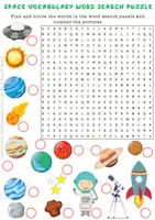 Vorschau - Arbeitsblätter - Space Vocabulary Word Search Puzzle / Wortsuchrätsel: sun, asteroid, ufo - Deckblatt