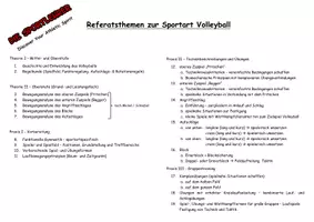 Vorschau - Arbeitsblätter - Referatsthemen zur Sportart Volleyball - Deckblatt