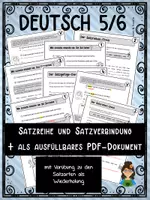 Vorschau - Arbeitsblätter - Satzreihe und Satzgefüge (+ausfüllbares PDF) - Deckblatt
