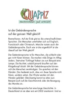 Vorschau - Text - Ist die Gebärdensprache überall gleich? - Deckblatt