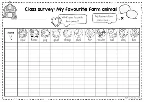 Vorschau - Arbeitsblätter - Farm Animals - Class Survey Englisch Grundschule (Klasse 3–4) – Interview & Speaking Activity für Wortschatztraining Bauernhoftiere | Arbeitsblätter - Seite 1