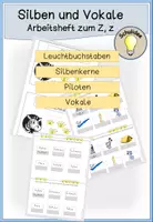 Vorschau - Arbeitsblätter - Silben + Leuchtbuchstaben zum Z, z (Piloten, Vokale, Silbenkerne) - Deckblatt