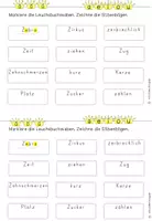 Vorschau - Arbeitsblätter - Silben + Leuchtbuchstaben zum Z, z (Piloten, Vokale, Silbenkerne) - Seite 3