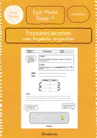 Vorschau - Arbeitsblätter - Arbeitsblatt Prozentwert berechnen - Deckblatt