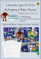 Vorschau - Arbeitsblätter - Lesespurgeschichte "Aufregung in Robo-Hausen" - Deckblatt
