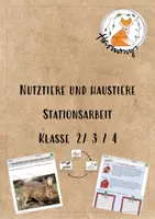 Vorschau - Arbeitsblätter - Haustiere und Nutztiere: Stationsarbeit (auch fürs Homeschooling) - Deckblatt