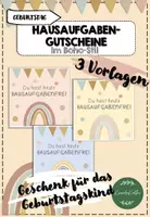 Vorschau - Mal- und Bastelvorlagen - Hausaufgabengutschein Geburtstag - Deckblatt