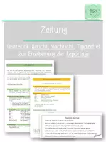 Vorschau - Fördermaterial/Inklusion - Merkblätter: Bericht, Reportage, Nachricht, Zeitungsmappe - Deckblatt