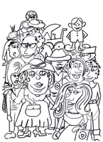 Vorschau - Mal- und Bastelvorlagen - So ein Gedränge! - Comic Streifen - Deckblatt