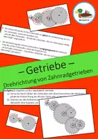 Vorschau - Arbeitsblätter - Getriebe - Drehrichtung von Zahnradgetrieben - Zahnräder - Deckblatt