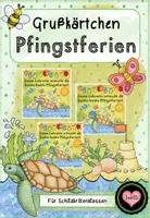 Vorschau - Bildkarten - Grußkarte für die Pfingstferien (für Schildkrötenklassen) - Deckblatt