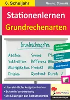 Vorschau - Arbeitsblätter - Stationenlernen Grundrechenarten Klasse 6 | Mathematik Sekundarstufe I Klasse 6 | Bruchrechnung, Addition, Subtraktion, Gleichungen, Differenzierung, Tipp-Karten | Arbeitsblätter Kopiervorlagen Freiarbeit mit Lösungen - Deckblatt