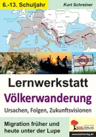 Vorschau - Arbeitsblätter - Lernwerkstatt Völkerwanderung | Geschichte Politik Sekundarstufe I II Klasse 6–13 | Migration, Flüchtlinge, Germanen, Römer, Franken, Flüchtlingskrise, Lösungen, Arbeitsblätter Kopiervorlagen Freiarbeit - Deckblatt