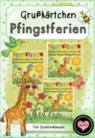 Vorschau - Bildkarten - Grußkarte für die Pfingstferien (für Giraffenklassen) - Deckblatt