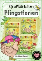 Vorschau - Bildkarten - Grußkarte für die Pfingstferien (für Hühnerklassen) - Deckblatt