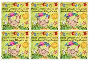 Vorschau - Bildkarten - Grußkarte für die Pfingstferien (für Hühnerklassen) - Seite 1