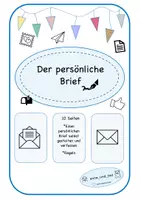 Vorschau - Arbeitsblätter - Der persönliche Brief / Merkmale-Regeln-schreiben-Umschlag - Deckblatt