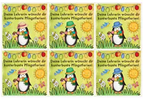 Vorschau - Bildkarten - Grußkarte für die Pfingstferien (für Pinguinklassen) - Seite 1